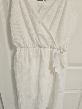Maurices White Gauze Wrap Dress with Side Tie